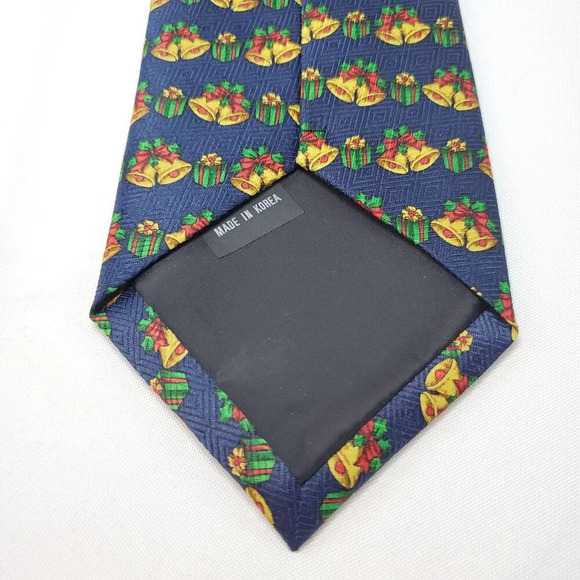 VTG Men's Christmas Necktie Gift & Bell Festive Holiday Patterned Tie Polyester - Picture 7 of 8